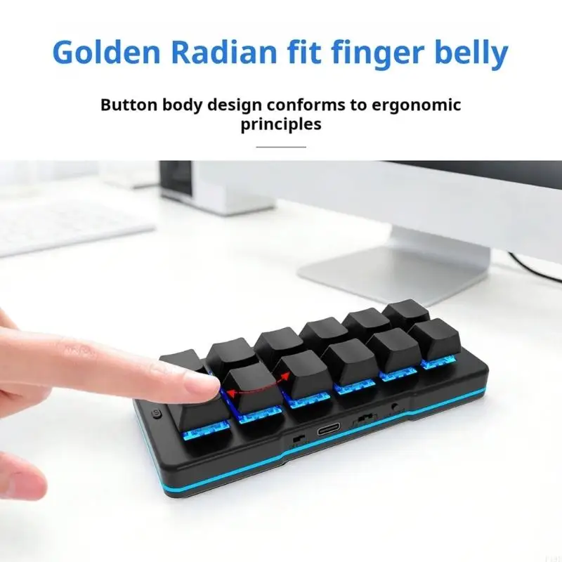 12-Key Wireless Bluetooth-Compatible Keyboards MK1225BPro With Color Lighting And Macros For Gaming Office Programming F19E