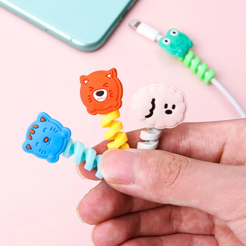 New Cable Protector Cute Cartoon Data Line Protective Cover Charging Cable Earphone Cable USB Winder Wire Cord Organizer Cover