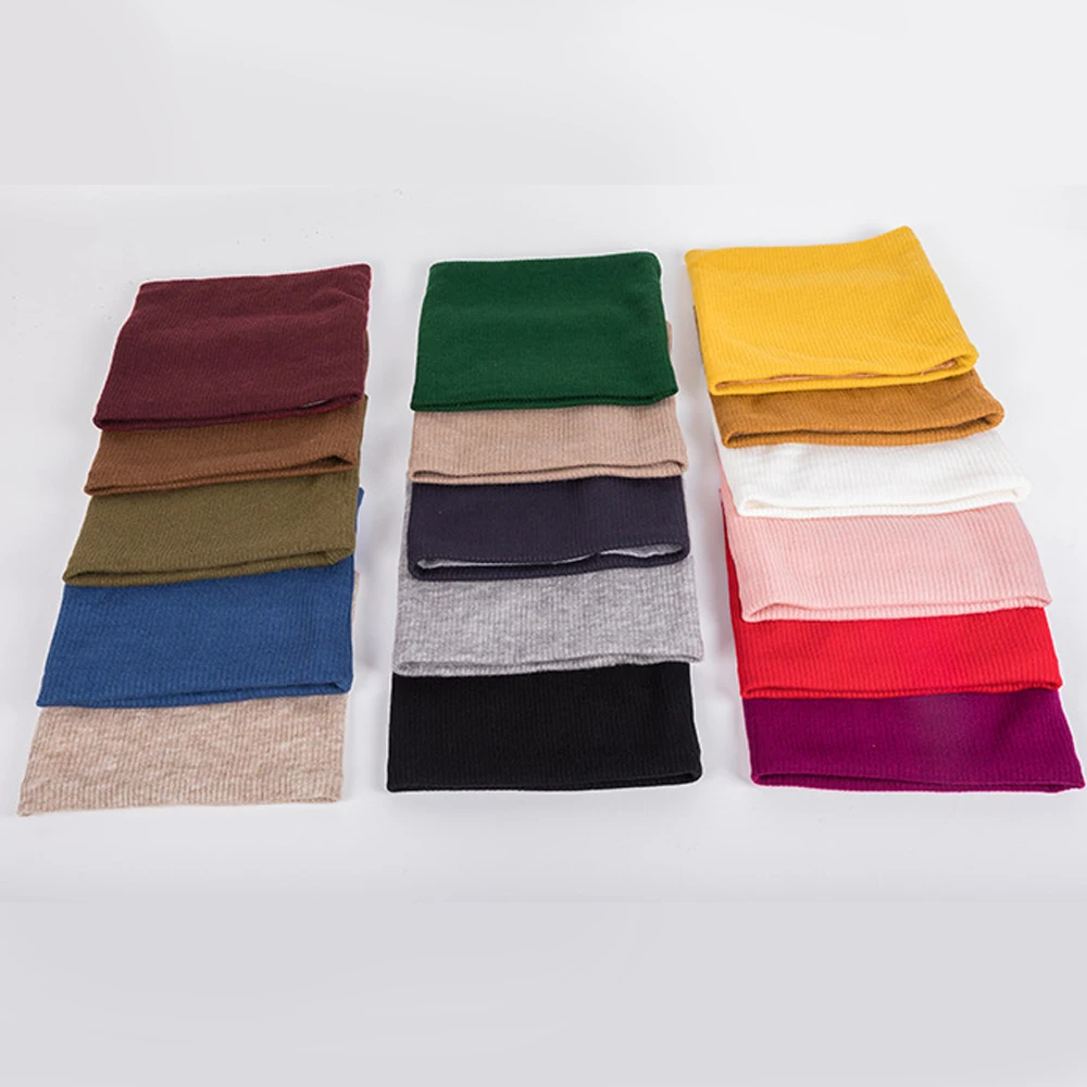 2023 Winter Knitted Scarf Solid Color Cashmere snood Scarves Neck Warmer Thicken Wool Fur Men women Neck Scarfs Ring