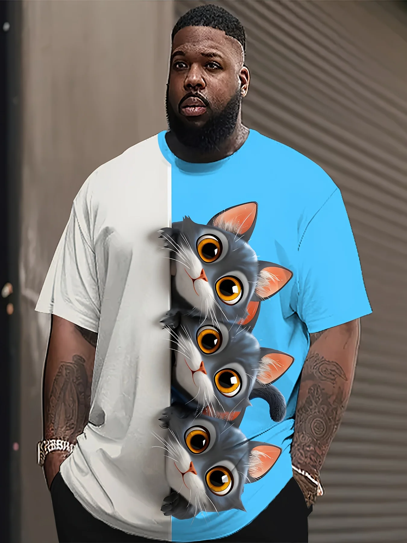 

Новая мужская летняя спортивная футболка больших размеров с 3D милым котом и принтом на все тело, повседневная модная рубашка с короткими рукавами
