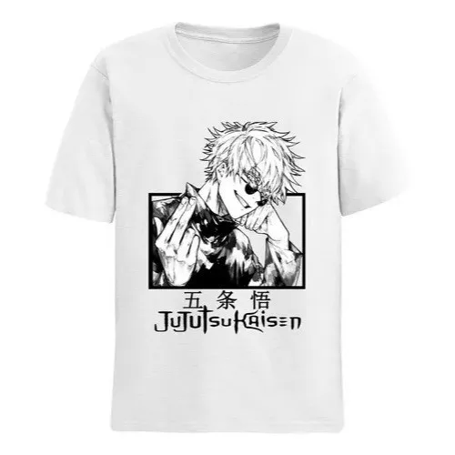 

Jujutsu Kaisen Japanese Anime Gojo Men Women Summer T-Shirt Oversized Retro Short Sleeve Casual Comfort Loose Harajuku Street