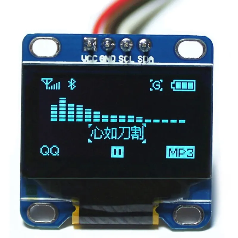 Módulo de exibição OLED de 0,96 polegadas SSD1306 I2C IIC SPI Serial 128X64 LCD 4 pinos amarelo azul branco azul para Arduino (encabezados de pinos soldados)