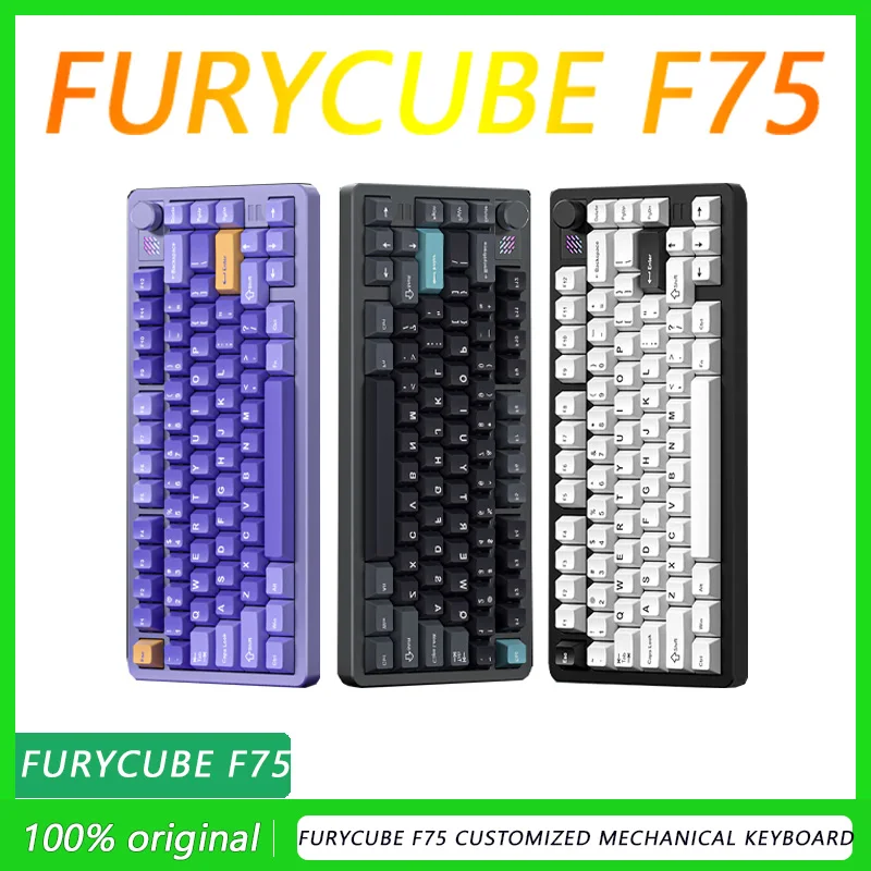 FURYCUBE F75 Customized Mechanical Keyboard Hot Swappable RGB Custom Adjustable CNC Aluminum Lump Three Mode Wireless keyboard