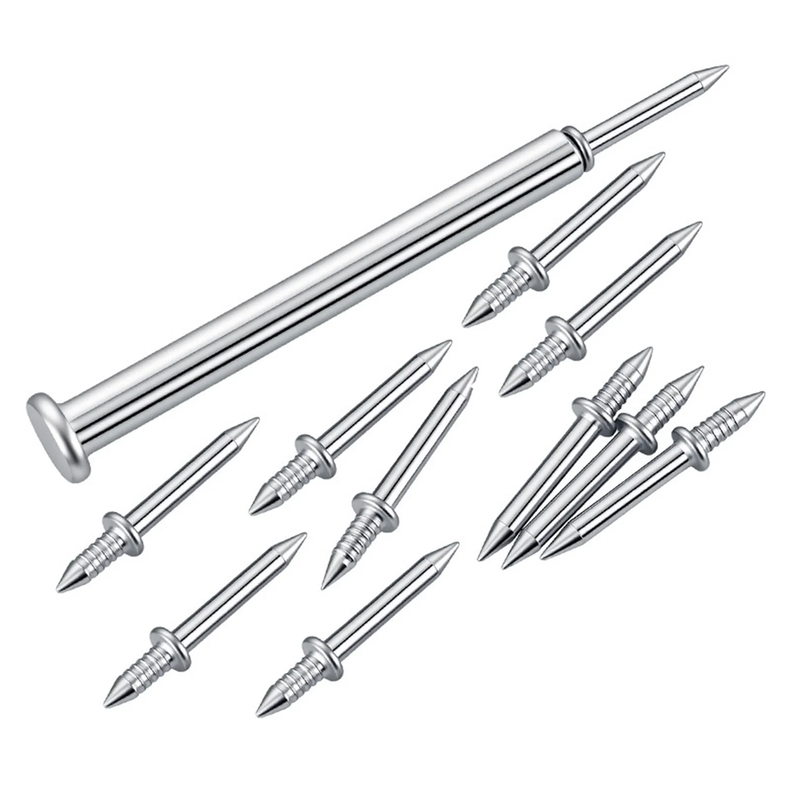 100pcs Double Head Seamless Nails Skirting Thread No Marks Nails For Trim Molding Joint Fixing With Socket Rod