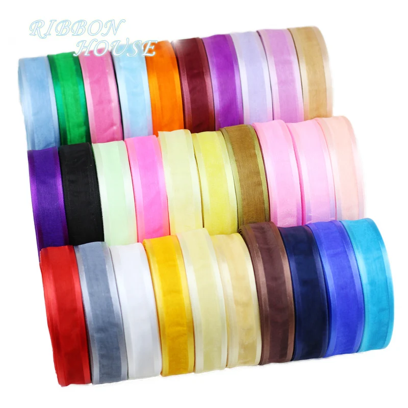 (50 yards/roll) 25mm Organza ribbon Broadside wholesale gift wrapping decoration ribbons