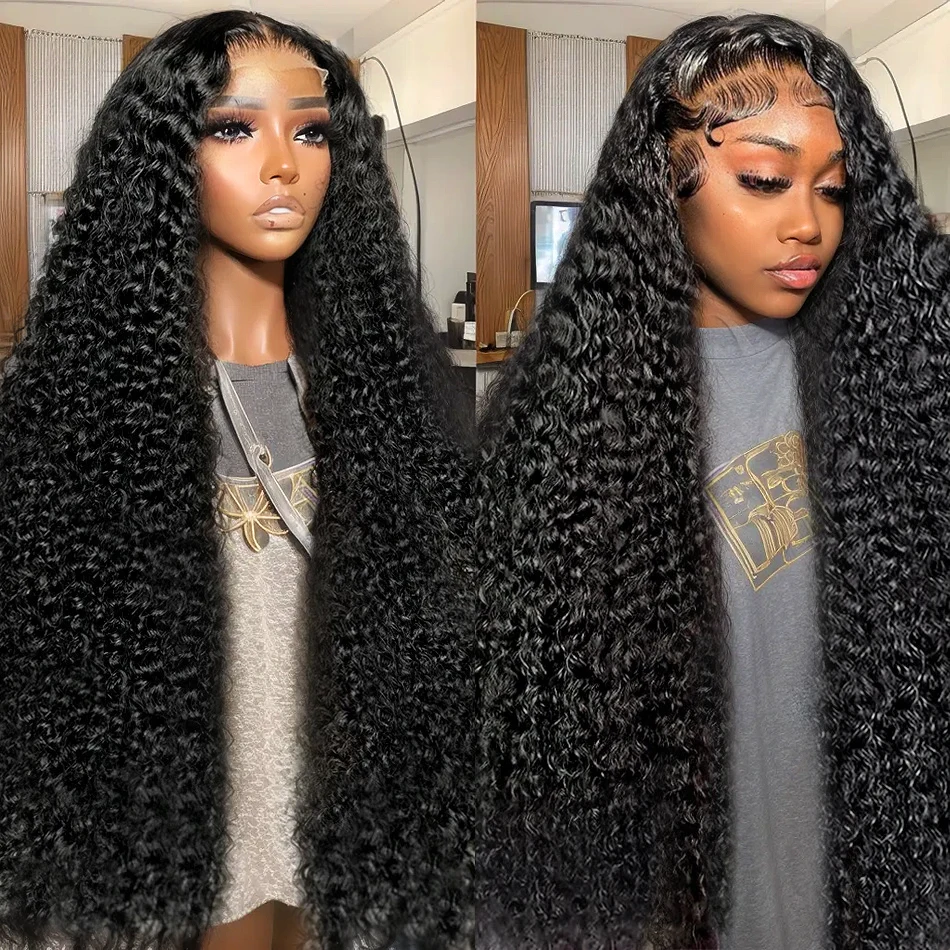 Deep Wave 30 40 Inch Lace Front Wig 200 Density 13x5 HD Transparent Lace Frontal Human Hair Wig PrePlucked For Black Women