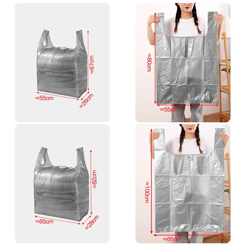 1​0PCS Large Capacity Plastic Bags Thicken Moving Packaging Bag Clothes Storage Bags for Toys Duvet Blanket Bedding Organizer