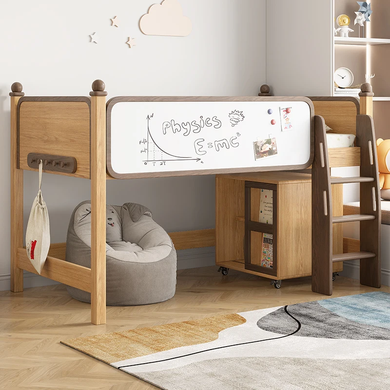 Solid Wood a Bed with Cartoon Figures Multi-Functional Combination Half-Height Bed Tree House