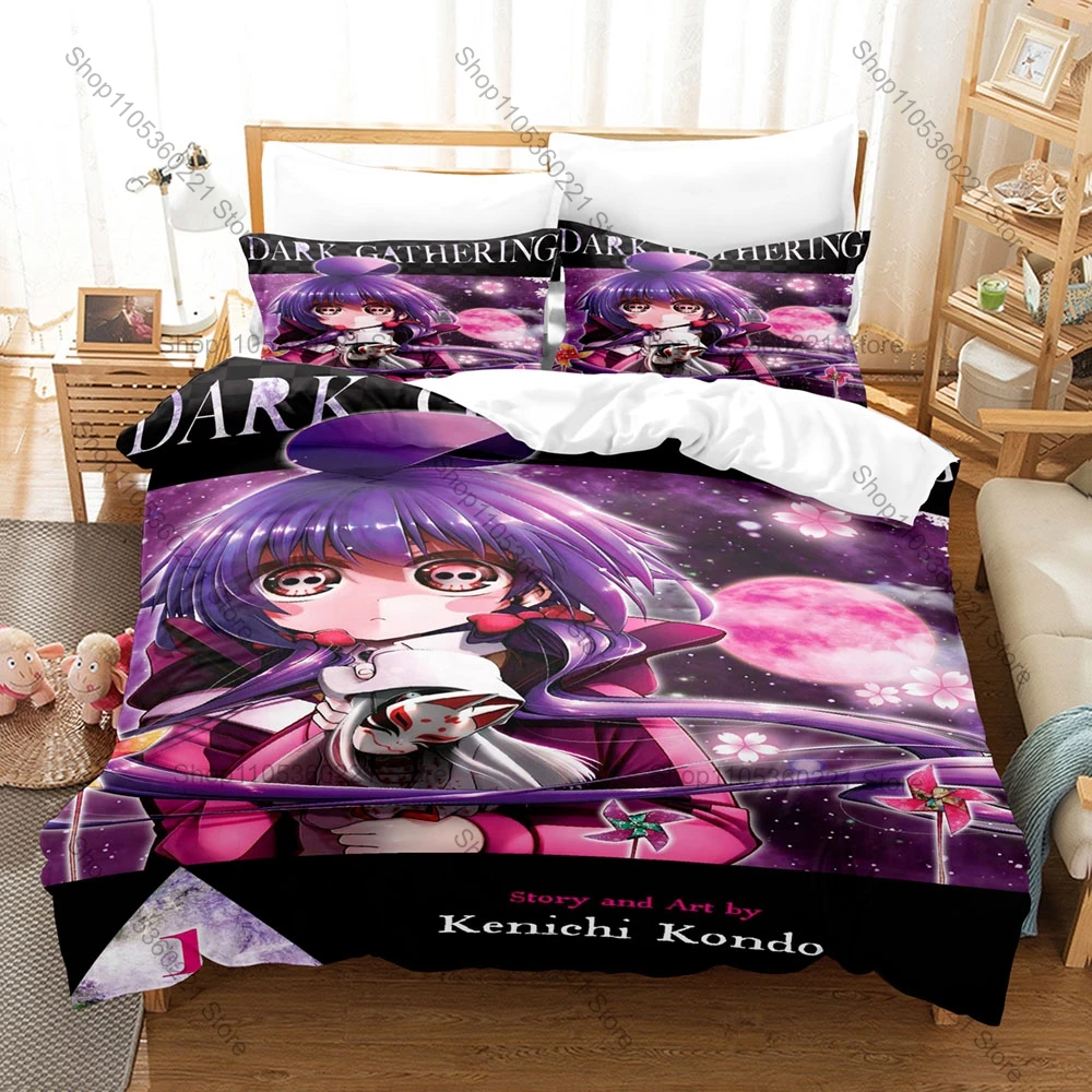 Cool Yayoi Houzuki Keitarou Eiko Cursed Rabbit Doll Red Sky Torii Gate Ghost Hunt Duvet Cover + 2 Pillowcases Anime 3pcs Bedding