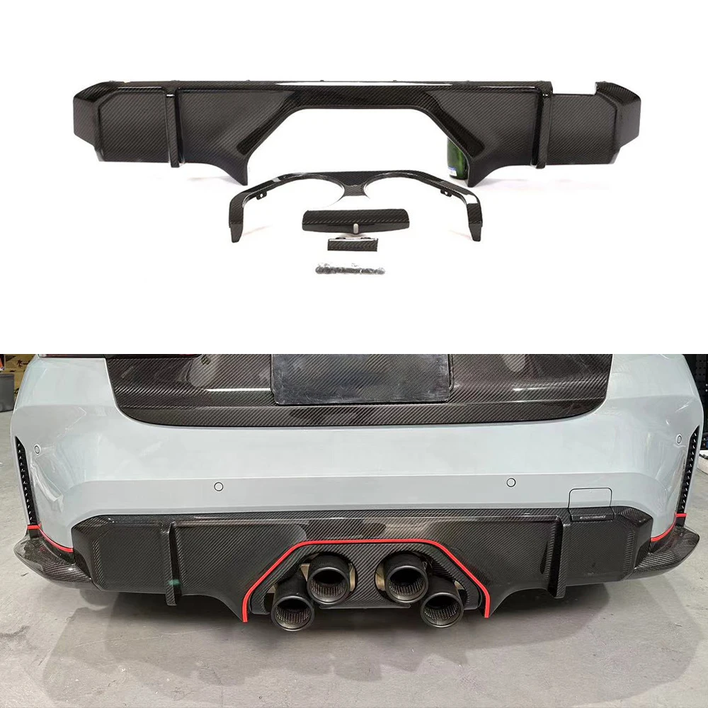 

Real Dry Carbon Fiber Middle exit rear lip (Gatling) + accessories For BMW M3 M4 G80 G82 Auto Accessories Trim Body Kits