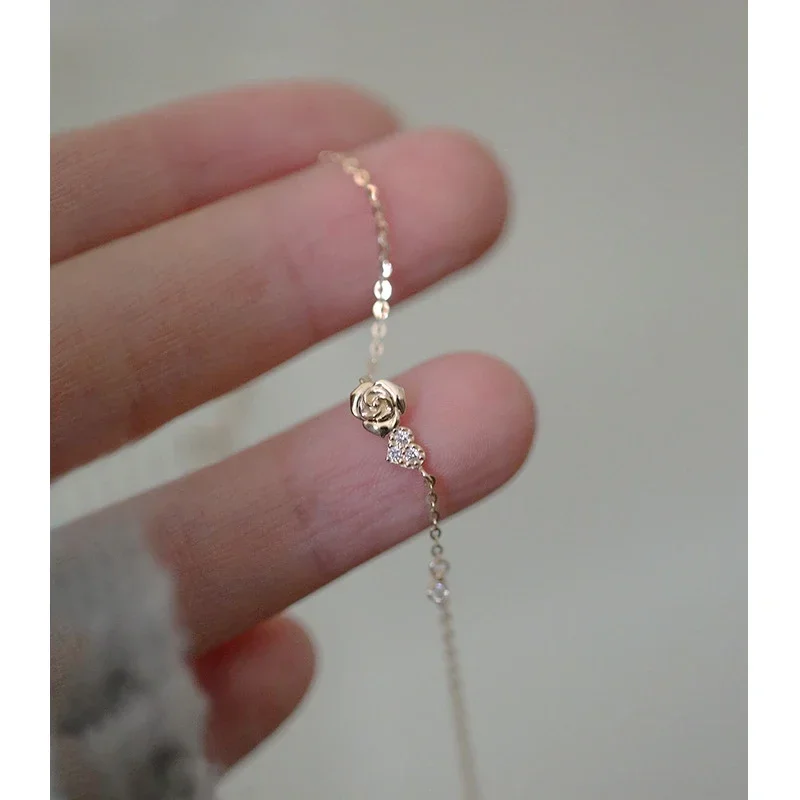 

The Little Prince's Rose S925 Silver Electroplated 18K Gold Fine Glitter Rose Love Extra Fine Bracelet