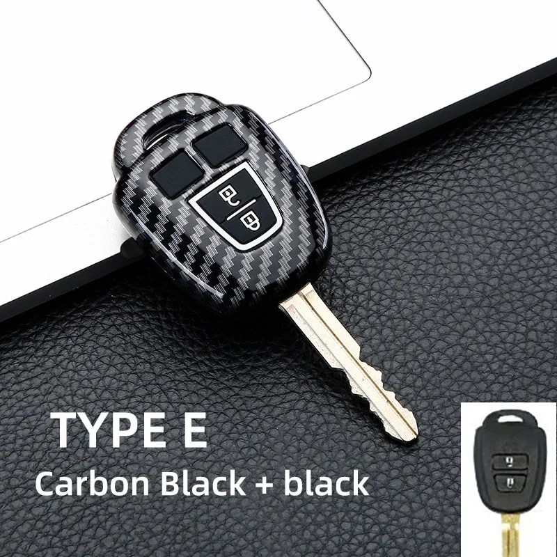 

ABS Carbon Car Key Case Cover Fob Shell Cover Holder For Toyota Aqua Ractis Vitz RAV4 HiAce Land Cruiser 2010-2019 Keychain