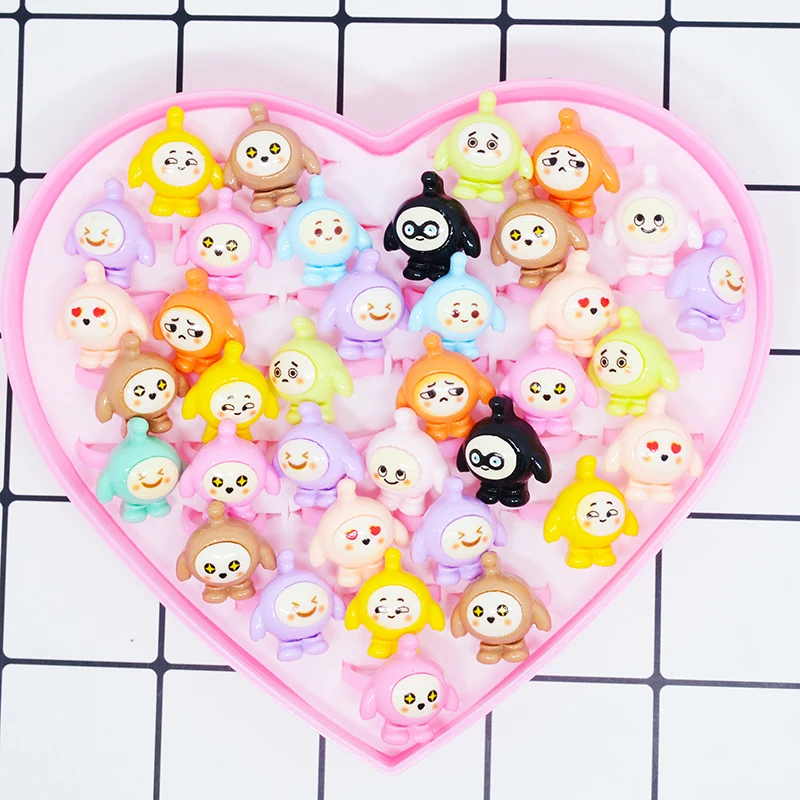 10/20pcs Kawaii Eggy Party Cartoon Ring Kids Girl Ring Children Baby Jewellery Party Supplies Decoration Toy Gifts