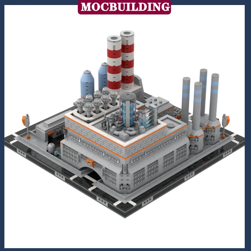 Micropolis Power Plant Building Industrial Model Building Block Assembly MOC Town Cleaning Collection Series Toys