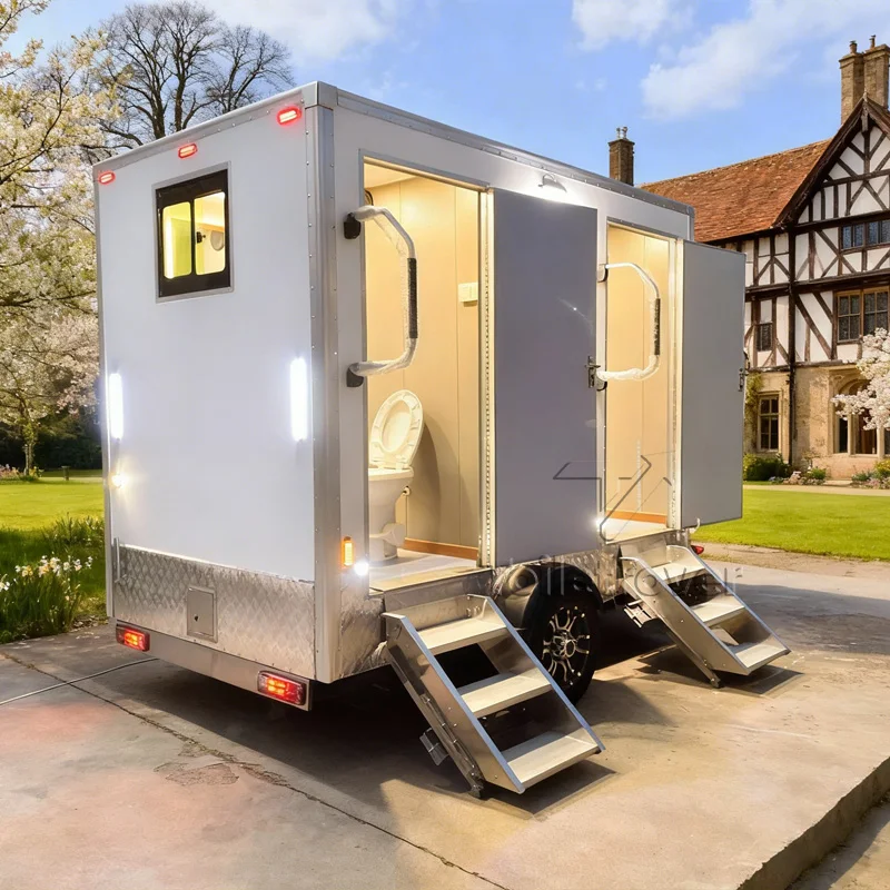 New Design Luxury Mobile Toilet Mobile Camping Trailer Restroom Trailer Luxury Portable Washroom Trailer with Bathroom