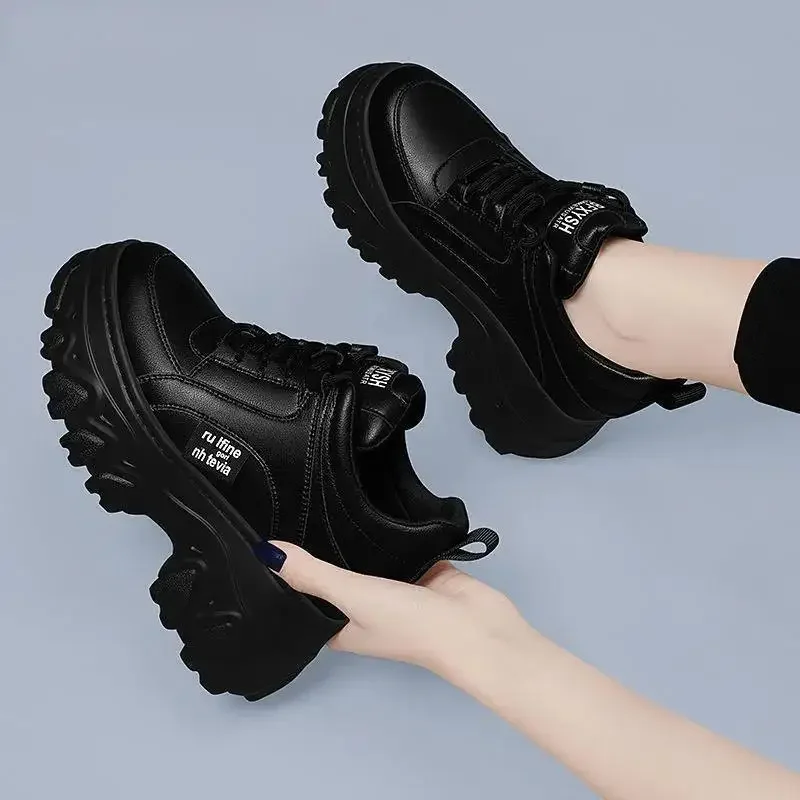 Internal Increase Chunky Shoes Women Comfortable Platform Shoes Female Casual Vulcanized Shoes Fashion High Heel Woman Sneakers