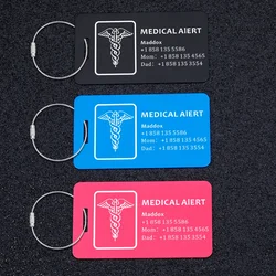 Medical Alert Personalized Metal Tag Custom  Travel Luggage Tag Allergy Alert Emergency Id Safety Tags Backpack Accessories