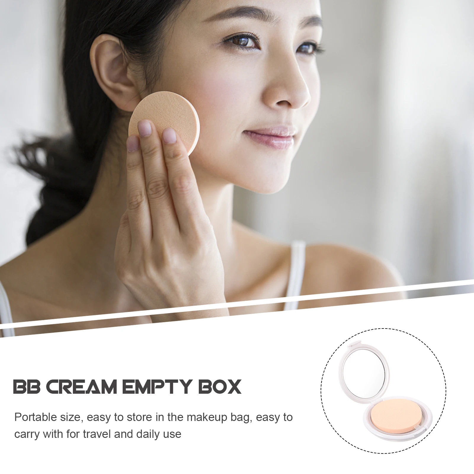 

2pcs Cushion Foundation Case With Puff Box For Cream Storage Travel Empty Makeup Powder Container Mirror Design