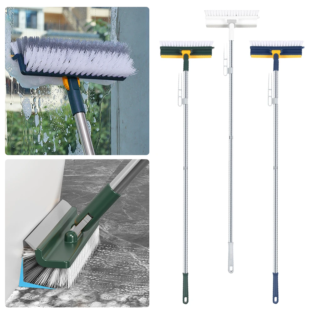 

3 in 1 Floor Scrub Brush with Right Angled Bristle & Scraper Long Handle Grout Brush Shower Scrubber for Bathroom Tub Tile Floor