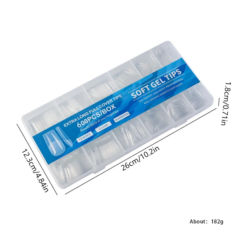 Transparente fosco francês amêndoa unhas falsas, acrílico água gota dicas de unhas falsas, extensão ponta ferramenta de manicure, 600pcs por caixa