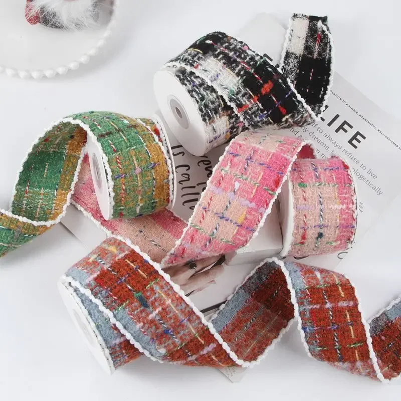 

5cm WidthTweed Plaid Knit Ribbon for DIY Hair Bows Crafts Handmade Accessories Sewing Supplies Wholesale Crafts 5/25Yards