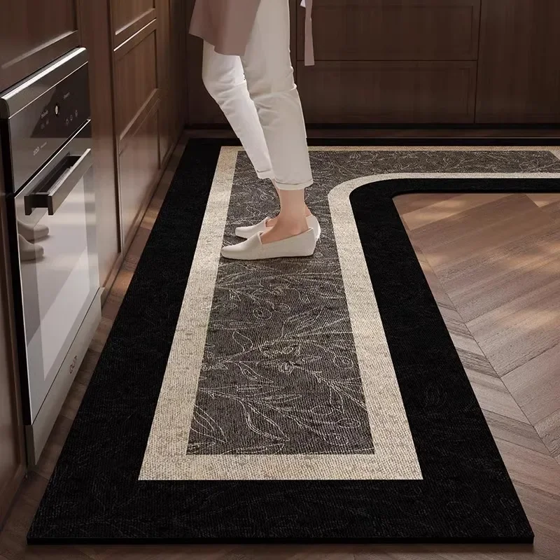 

L Shape Kitchen PVC Floor Mat Anti-fouling Oil-proof Kitchen Rug Home Scrubbable Pvc Waterproof Balcony Carpet Tapete De Cozinha