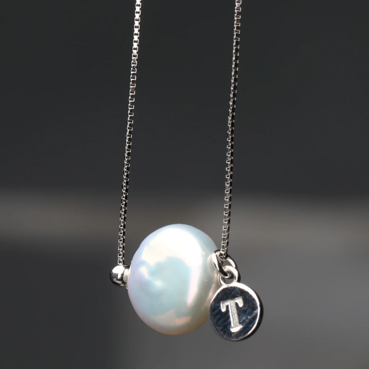 Aurora White Irregular Button Baroque Pearl Pendant Simple and Fashionable S925 Sterling Silver Letter Necklace Collarbone Chain