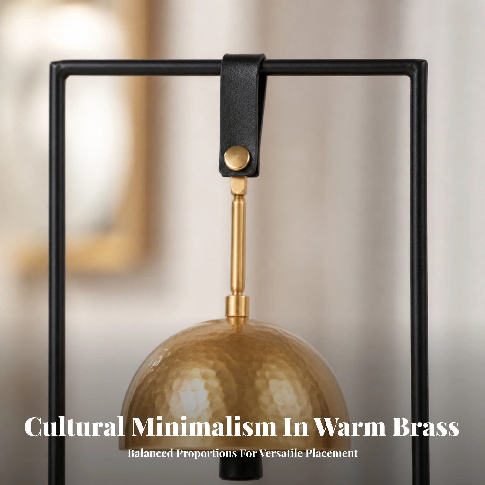 tabletop-ornament-eye-catching-hammered-dome-bell-decoration-with-clapper-freestanding-bell-decor-with-frame-whimsical