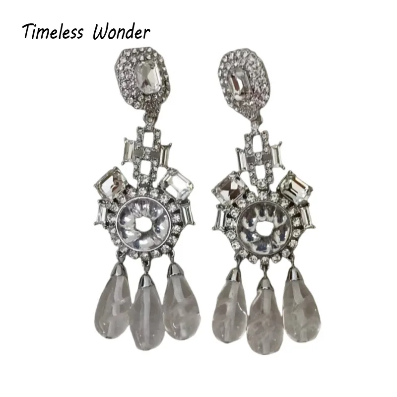 

Timeless Wonder Fancy Zircon Geo Floral Clip on Earrings for Women Designer Jewelry Luxury Runway Gift Top Rare Statement 3328