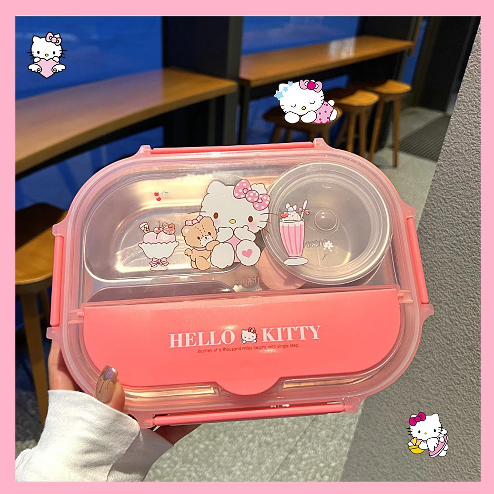 

Hello Kitty Anime Cinnamoroll Lunch Box Sanrioed Kuromi Melody Student Eco-Friendly Bento Box Tableware Food Storage Container