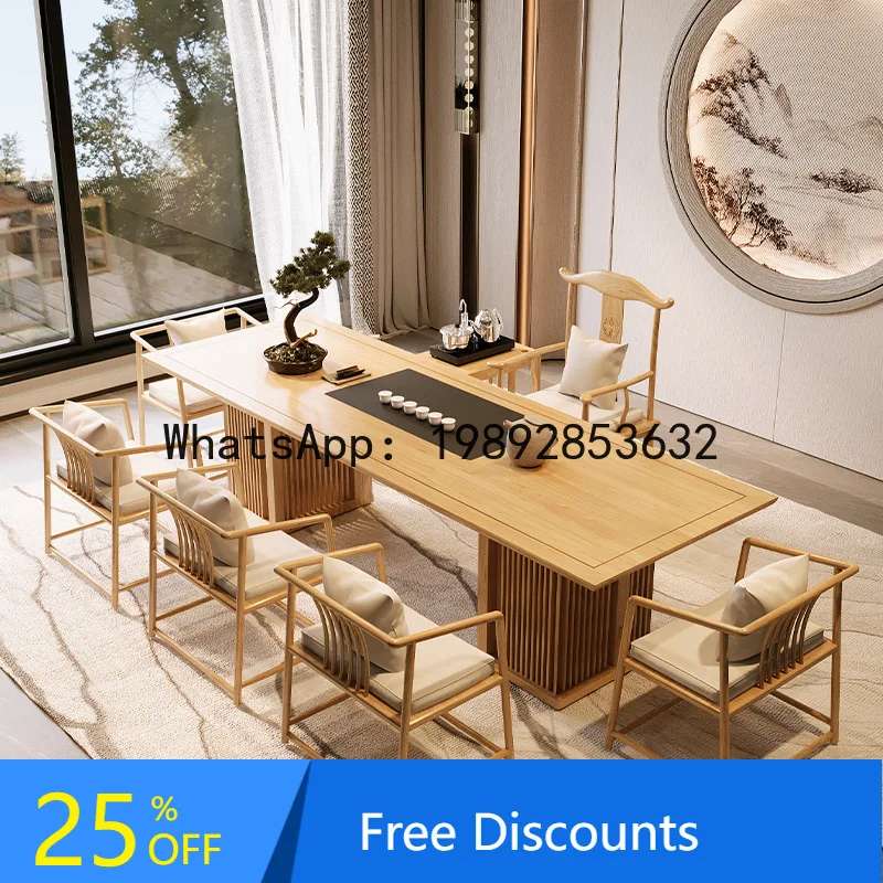 CZ Solid Wood Tea Table and Chair Set New Chinese Style Tea Table Zen Home Tea Brewing Set Integrated