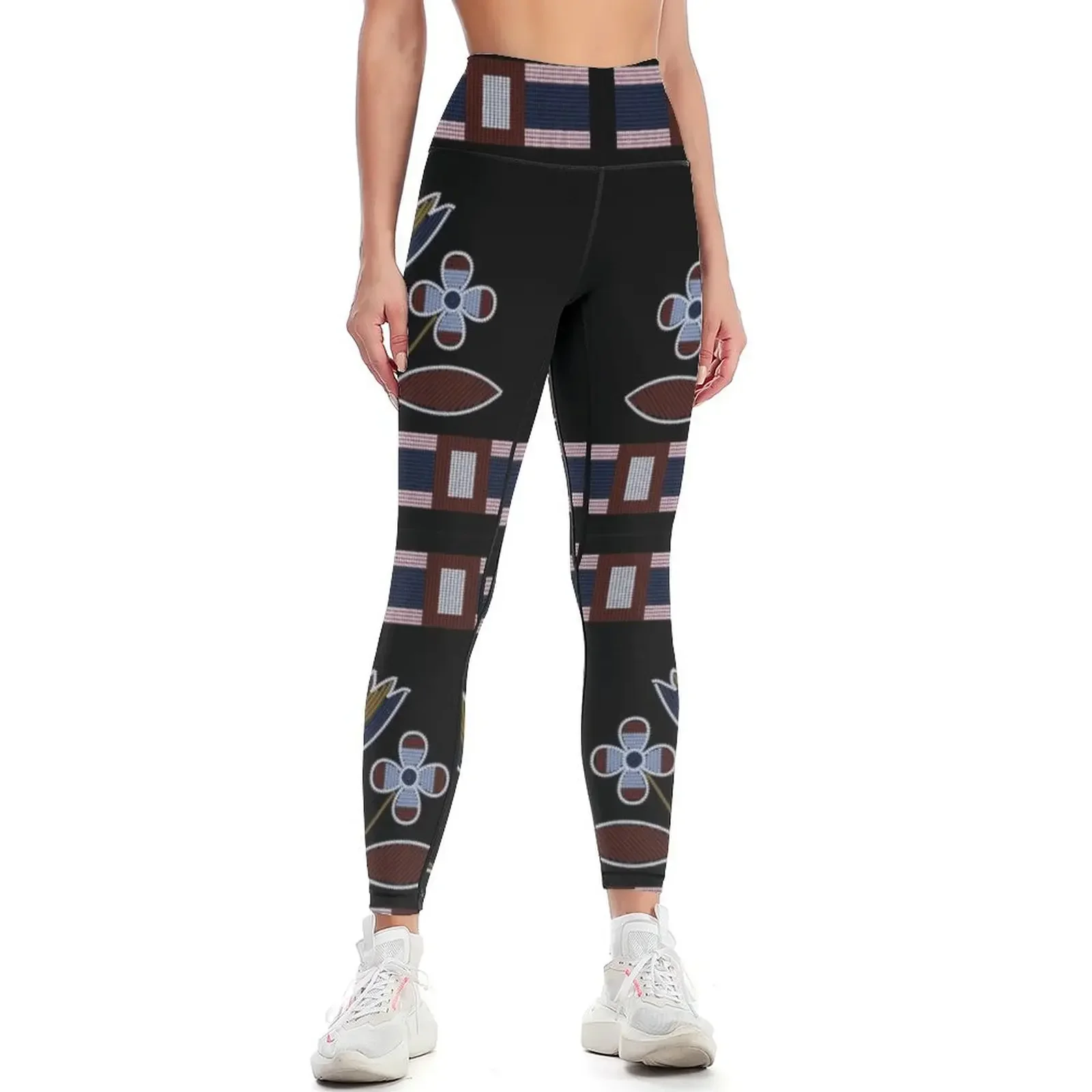 

native american beadwork flower design pow wow Leggings fitness set gym gym womans sportswear gym Golf wear Womens Leggings