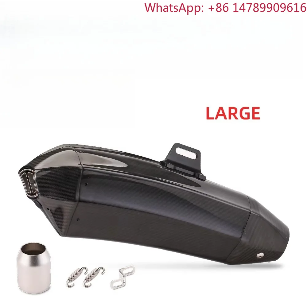 Universal Motorcycle Exhaust System, 51mm Inlet Carbon Fiber Muffler With Mid-Link Pipe And DB Killer For Bike ModMotorcycle Ac