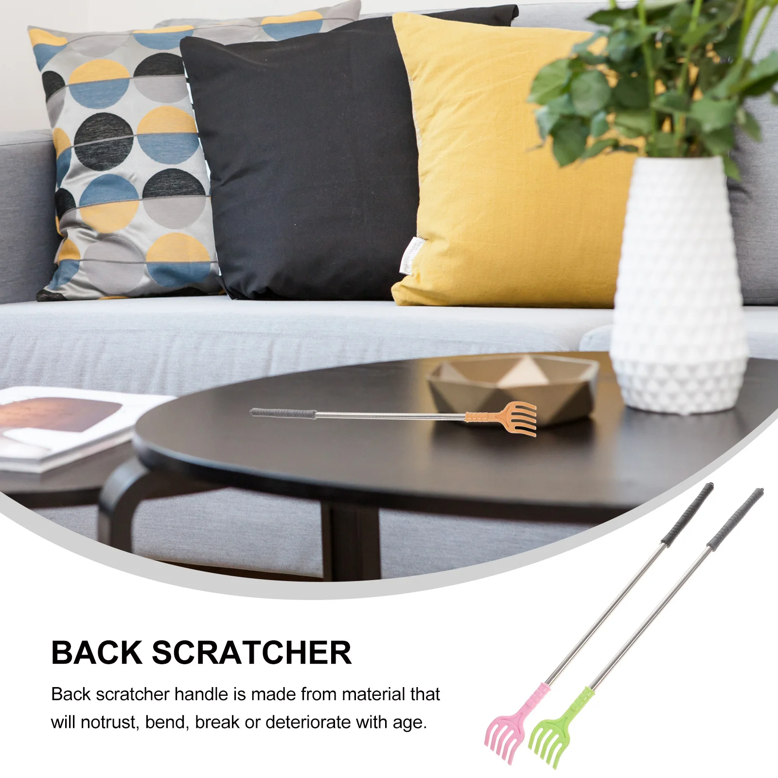 

2Pcs Back Scratcher Metal Body Massager Durable Finger-Like Scratching Relief Itchy Skin Tool Practical Relaxation Stick