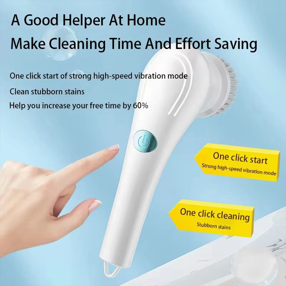 

1pc Electric cleaning brush steel ball five brush head long handle hand-held cleaning kitchen dishwashing artifact