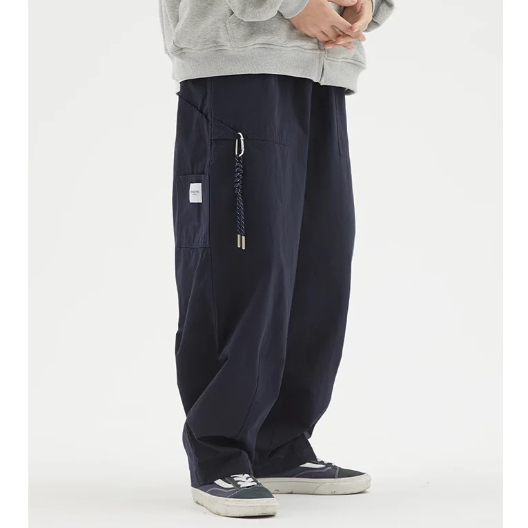 

Japanese retro loose straight splicing overalls men's autumn new multi-pocket functional large-size loose trousers