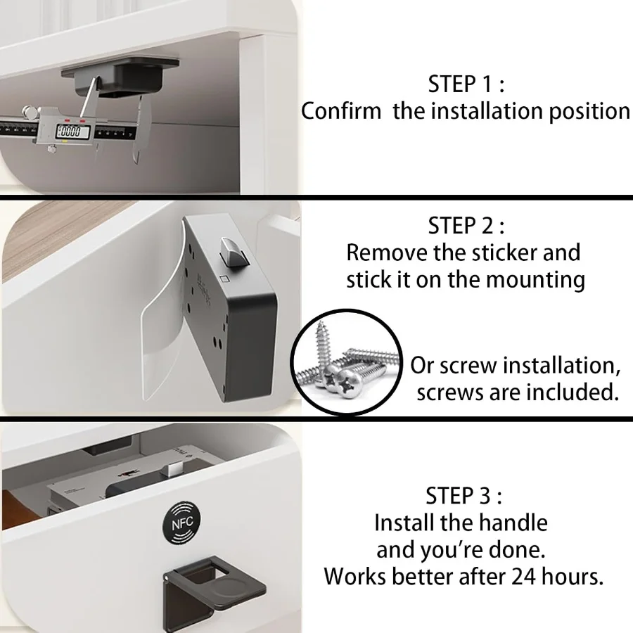 NFC قفل الباب للدرج خزانة إلكترونية غير مرئية قفل خشبي قفل البطاقة الممغنطة بدون مفتاح الذكية المخفية RFID IC بطاقة خزانة رقمية #5