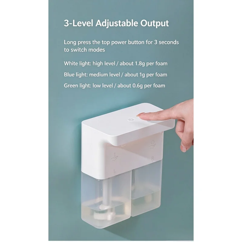 Automatic Dual Foam Soap Dispenser Wall Mount Adjustable Foam Touchless Sensor Kitchen Bathroom