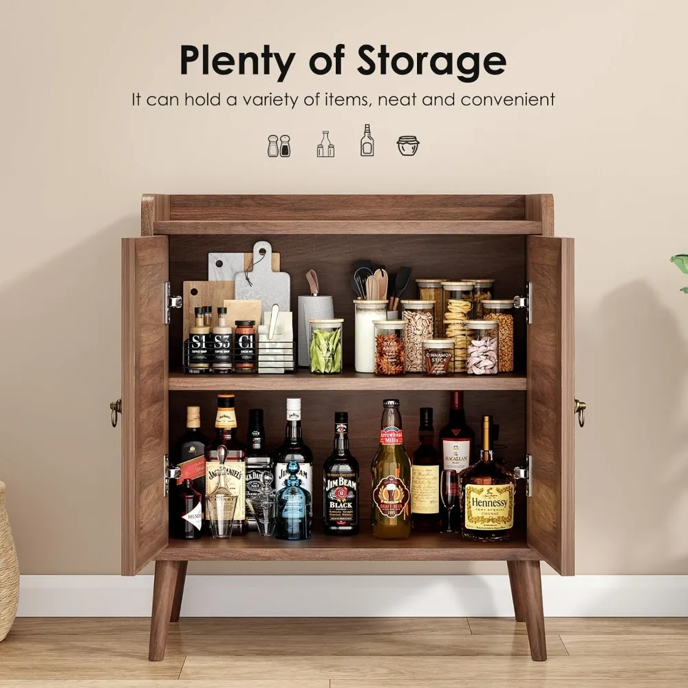 خزانة بوفيه جانبية مع مساحة تخزين مع أبواب مزينة بالروطان، وخزائن جانبية عتيقة لغرفة الطعام، وغرفة المعيشة، والممر، على شكل حرف V #5