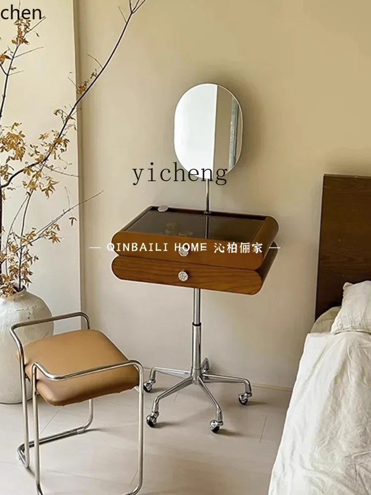 DSA Solid Wood Bedside Table Integrated with Mirror Upgraded Makeup Table Vanity Desk