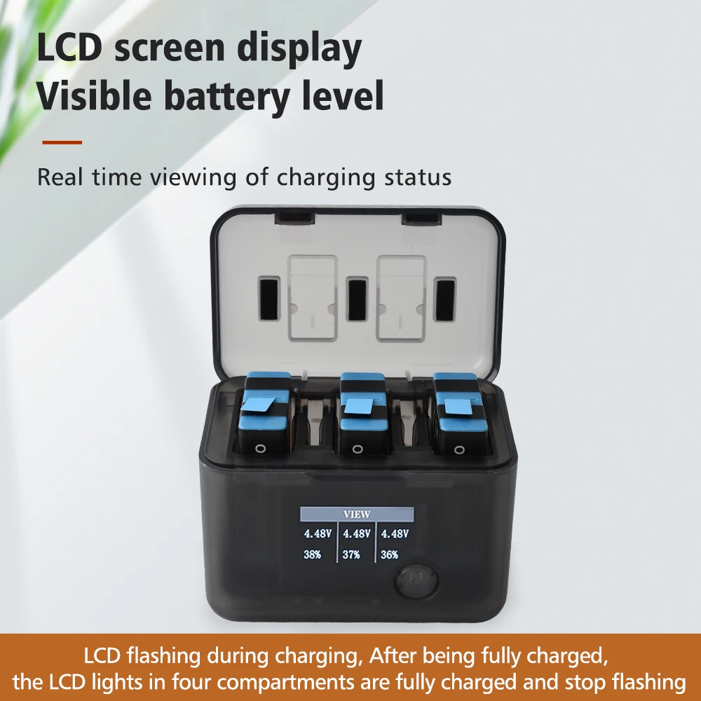 고프로 히어로 8/7/6/5 배터리 LCD 디스플레이 다기능 스마트 고프로 배터리 충전 박스/케이스 (고프로 히어로 8 7 6 5 용)