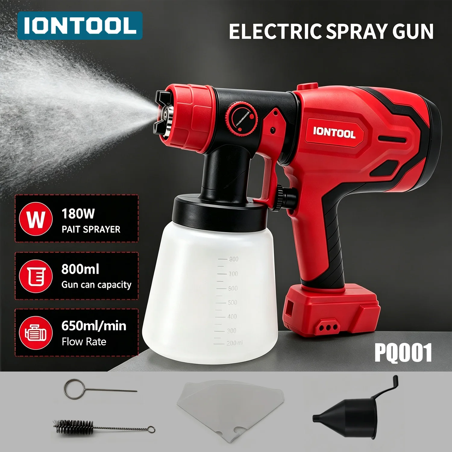 iontool-18v-180w-ハンドヘルドペイントスプレーガン-800ml容量-家庭用diyフェンス・キャビネットの塗り直し用-ベアツール