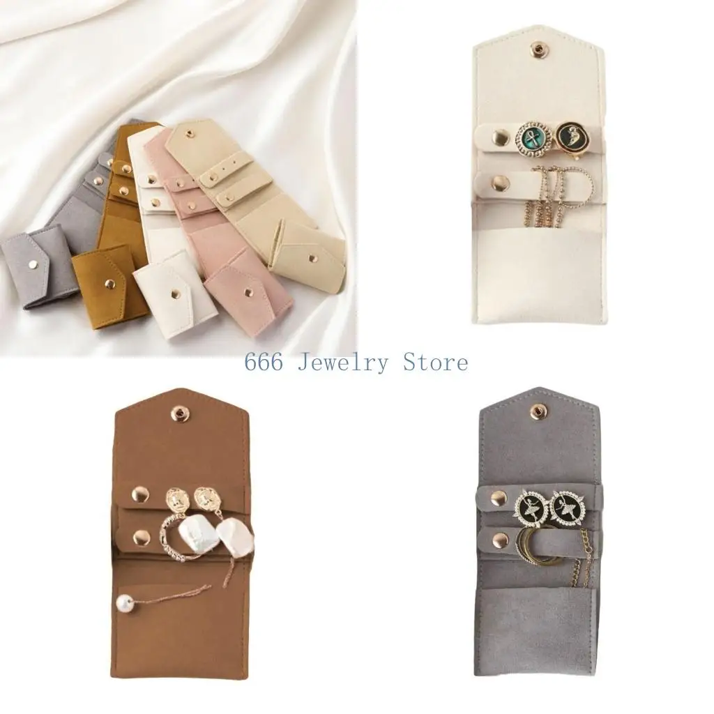 

F2TD Compact Microfiber Leather Jewelry Bags Stylish Jewelry Storage Bag Earrings Pouches for Women’s Accessories and Gifts
