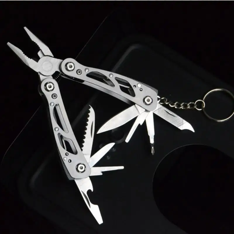 14 In 1Outdoor Mini Folding Muilti-functional Plier Clamp Keychain Outdoor Hiking Tool Pocket Multitools Knife