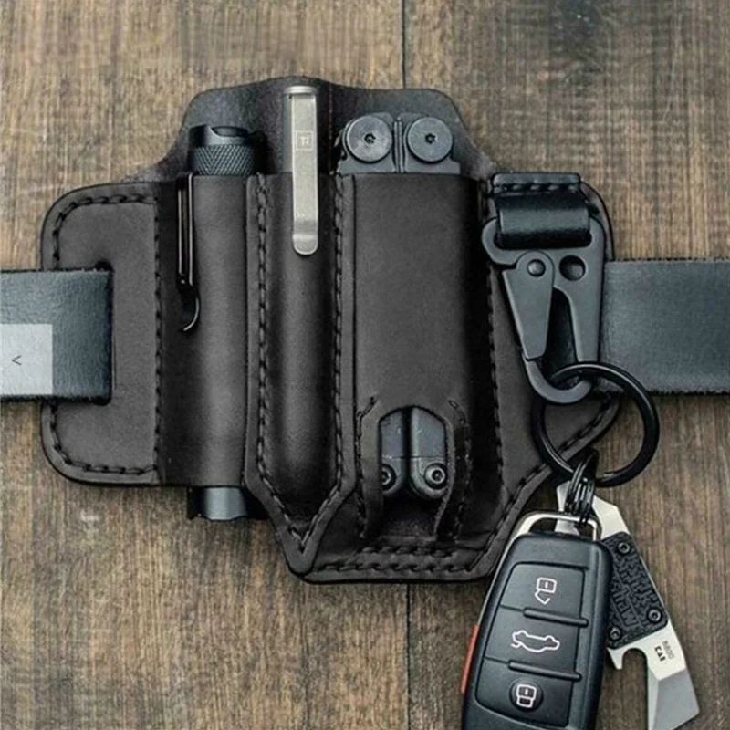 

Кожаный чехол Multitool для мужчин EDC Pocket Organizer Сумка для инструментов с держателем для ручки Чехол для брелока
