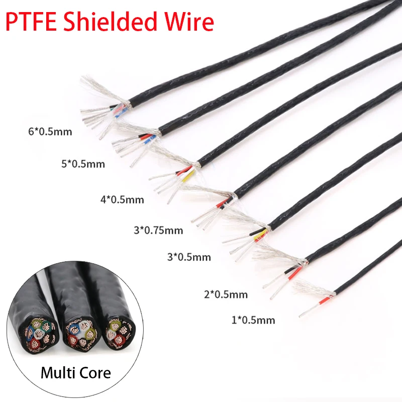 

1/2/5/10m PTFE Shielded Wire 1 2 3 4 5 6Cores 0.3/0.5/0.75/1/1.5mm High Purity OFC Copper Tinned FEP Insulation AFPF Signal Line