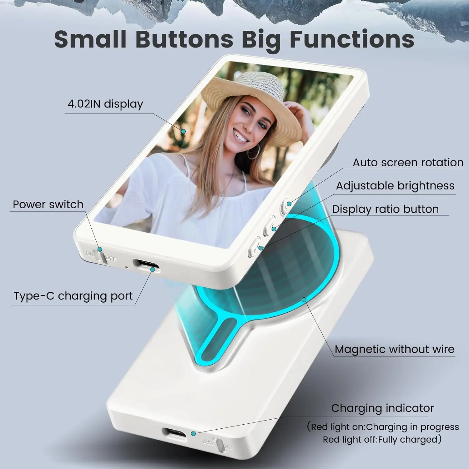 磁気式スマホVlog自撮り 1080P ワイヤレス録画 リモコン付き セルフィーVlogライブ配信用