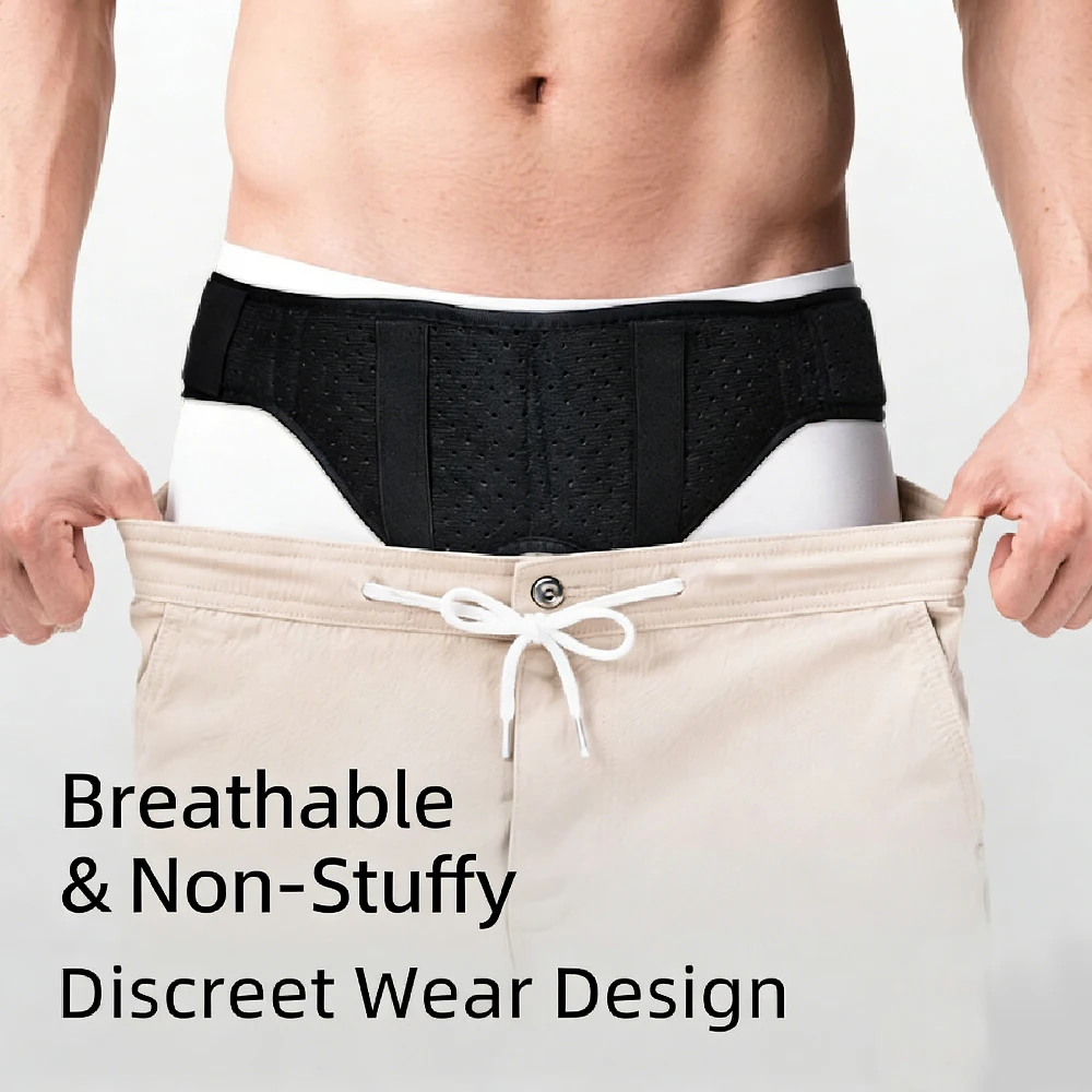 1PCS Hernia Belt for Men Women, Inguinal Support Truss with 2 Removable Pads, Adjustable Groin Brace for Single/Double Side view 4