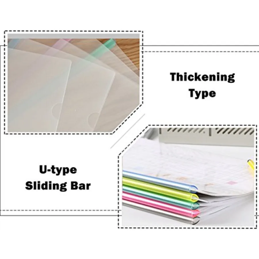 File Folder Clear Sliding Bar Report Covers with UType Sliding Bar 40 Sheet Capacity Office School Supplies Transparent Resume