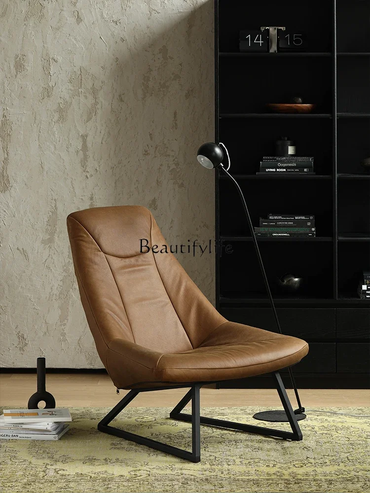 

Whole house furniture Nordic Light Retro Style Imported Leather Waterproof Antifouling Faux Leather Mid-Ancient Recliner Single
